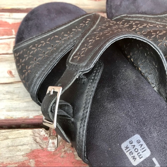 Dr Andrew Weil Flexor Black Leather Comfort Slides - Picture 4 of 8